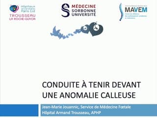 Conduite à tenir devant une dysgénésie du corps calleux.