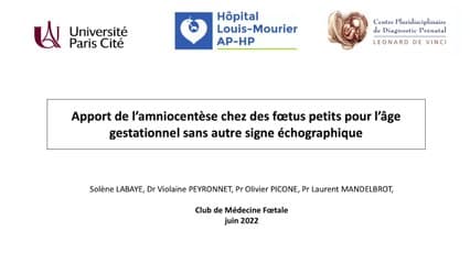 Apport de l'amniocentèse chez les foetus petits pour l'âge gestationnel sans autres signes échographiques