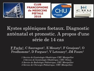 40 Kyste splénique foetal. Diagnostic anténatal et pronostic. A propos d'une série de 14 cas.