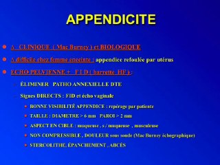 Interférence de la pathologie pelvienne non gynécologique (infectieuse, appendicite, rein pelvien, etc) dans le déroulement de lagrossesse – Apport de l’imagerie dans le pronostic et le diagnostic