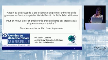 Apport du dépistage de la pré-éclampsie au premier trimestre au Centre Hospitalier Gabriel Martin de St Paul de La Réunion.