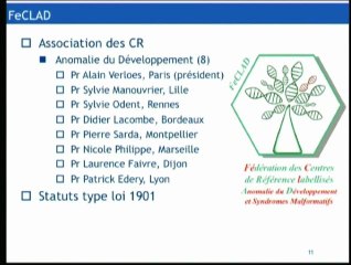Présentation des Centres de Référence Maladies Rares labellisés pour les Anomalies du Développement et les Syndromes Malformatifs