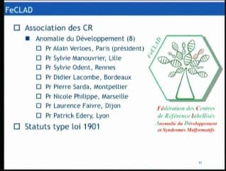 Présentation des Centres de Référence Maladies Rares labellisés pour les Anomalies du Développement et les Syndromes Malformatifs
