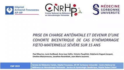 Prise en charge anténatale et devenir d'une cohorte bicentrique de cas d'hémorragie foeto-maternelle sévère sur 15 ans