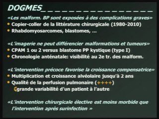 Lésions pulmonaires congénitales : connaissances, dogmes et incohérences.