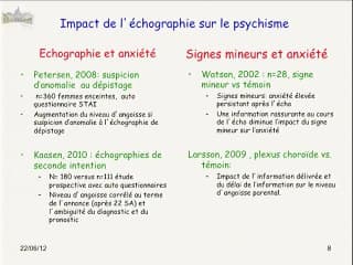Impact psychologique de Le cerveau foetal :5 pathologies, 5 pronostics l'échographie foetale"