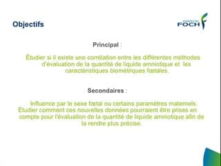 Paramétres foetaux et liquide amniotique