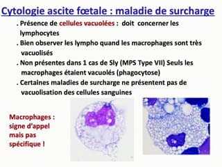 Cytologie des ascites fœtales : orientation vers des maladies métaboliques