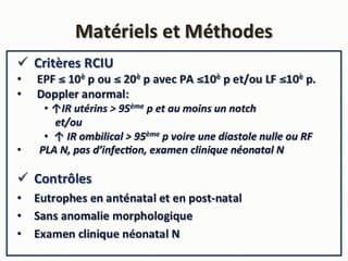 Valeur de PlGF dans les RCIU