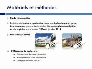 transfusion ou exsanguinotransfusion dans les anémies liées à une alloimmunisation erythrocytaire