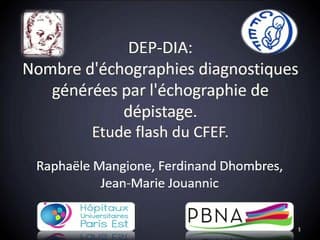 Nombre d'échographies diagnostiques générées par l'échographie de dépistage. Etude flash du CFEF.
