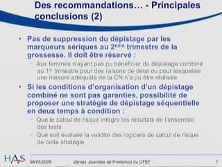 Dépistage de la T21 Les recommandations de la HAS